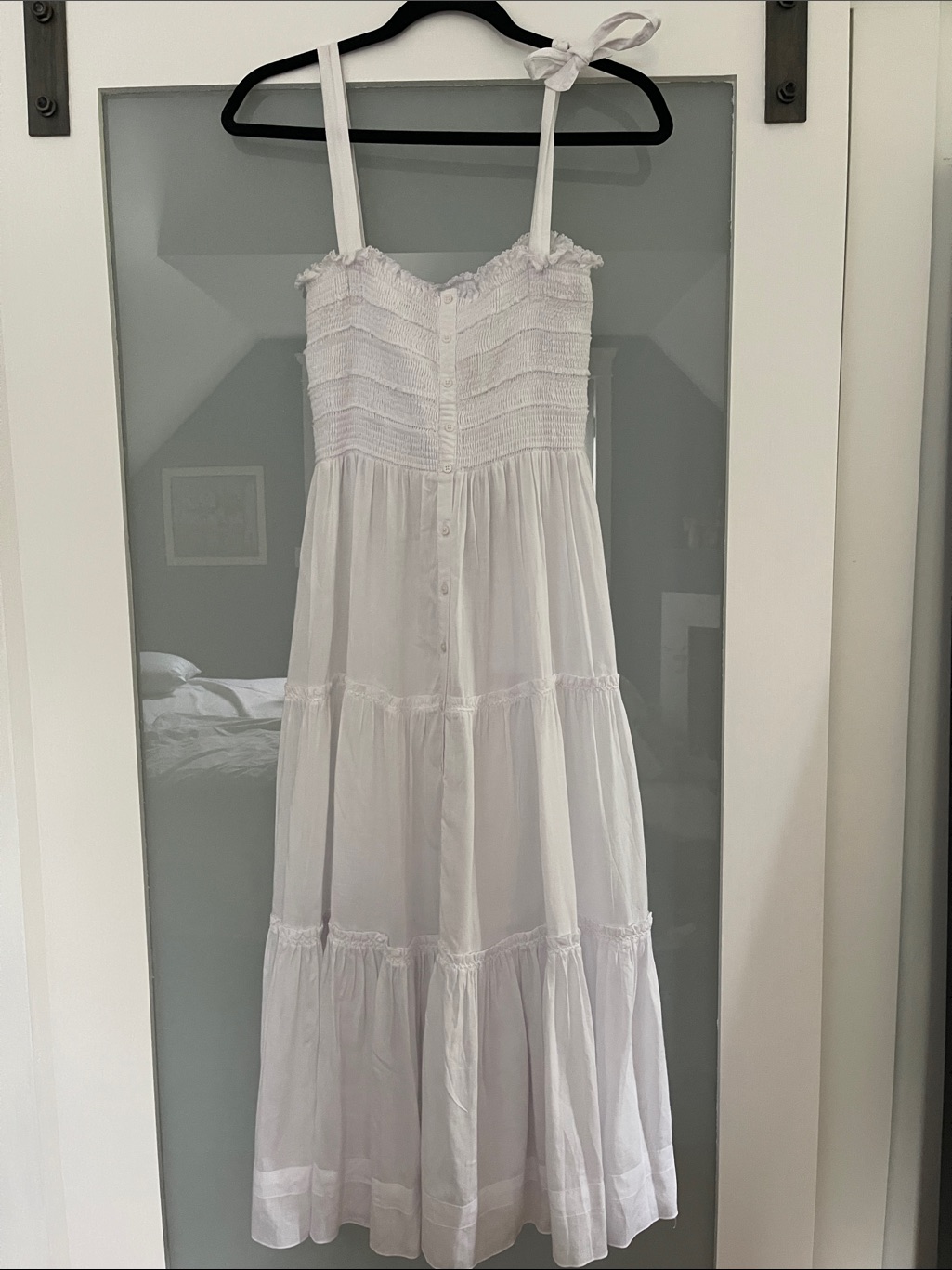 Poupette St. Barth White Smocked Ruffle Top